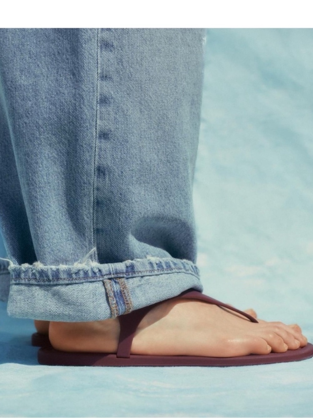 Zara Burgundy Rubber Thong Slingback Sandals - Picture 7 of 9